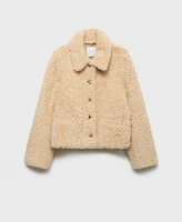 Mango Women's Shearling Leather Coat