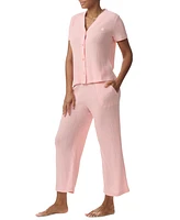Tommy Hilfiger Women's 2-Pc. Th Cardigan Top & Cropped Pants Pajama Set