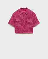 Mango Women's Short Sleeve Tweed Jacket