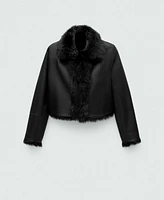 Mango Women's Fur-Effect Crop Jacket