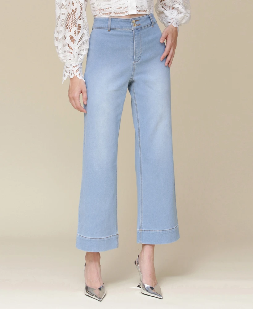 Avec Les Filles Women's Wide-Leg Double-Button Jeans