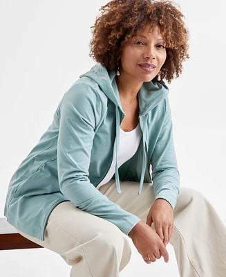 Style & Co Women's Zip-Front Hooded Sweatshirt, Created for Macy's