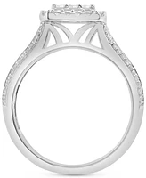 Diamond Halo Cluster Bridal Set (1-1/2 ct. t.w.) in 14K White Gold