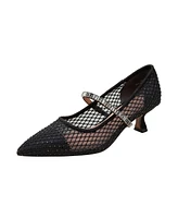 Linea Paolo Carmine Crystal Fishnet Mary Jane Pumps