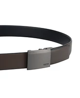 Kenneth Cole Reaction Men's Exact System Track Lock Gunmetal Plaque Buckle Belt