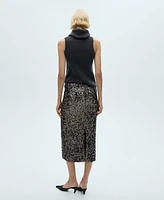Mango Women's Sequin Midi Skirt