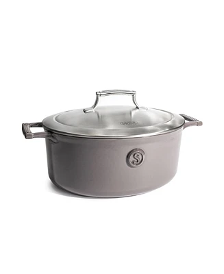 Voyage Series 6 Qt Enameled Cast Iron Oval Roaster, Dutch Oven with Stainless Steel Lid