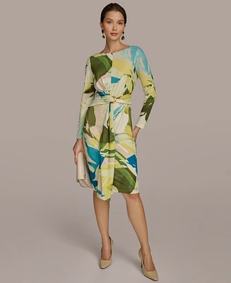 Donna Karan New York Women's Printed Draped-Sash Dress