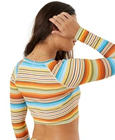 Roxy Juniors' Cropped Striped Rashguard Top