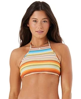 Roxy Juniors' High-Neck Sunset Stripe Bikini Top