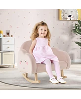 Gouun Upholstered Toddler Rocker with Solid Wood Legs and Non-slip Foot Pads