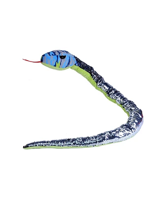 Wild Republic Sequin Snake Blue Camo Stuffed Animal, 54 Inches