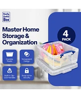 Really Useful Box 17L Storage Container with Lid and Clip Lock Handles, (4 Pack)