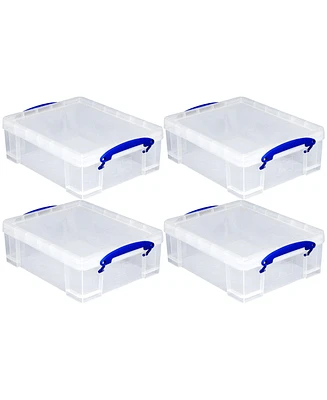 Really Useful Box 8.1L Plastic Storage Container with Clip Lock Handle (4 Pack)