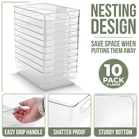 Sorbus 10 Pack Clear Plastic Storage Bins with Handle