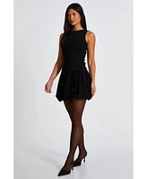 Quiz Women's Bengaline Round Neck Puff Skirt Skater Dress