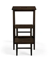 Gouun Boys 3-in-1 Rubber Wood 3 Tier Folding Step Stool Ladder Storage Shelf