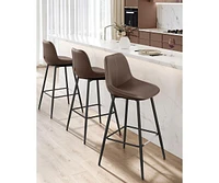 Slickblue Bar Stools Counter Height with Back, Ergonomic Backrest, Synthetic Leather and Metal Legs (Set of 2)