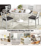 Gouun Set of 2 Rubber Wood Dining Chairs with Upholstered Seat