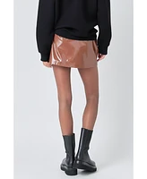 Grey Lab Women's Glossy Leather Skort