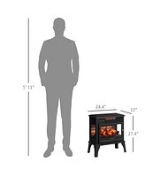 Homcom 24" Freesding Electric Fireplace Stove w/ Realistic Flame