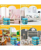 Gouun 6 Pieces 15 Inches Square Toddler Floor Cushions Flexible Soft Foam Seating with Handles