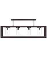 Franklin Iron Works Ketler 34 3/4" Modern Industrial Semi Flush-Mount Ceiling Light Fixture Kitchen Foyer Hallway Linear 4-Light Brown Oiled Bronze Fi