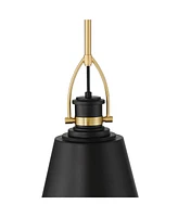 Possini Euro Design West 8" Mid Century Modern Pendant Ceiling Light Fixture Dining Room Over Table Kitchen Island Foyer Drum Hanging Matte Black Sand