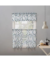 No. 918 Barker Geometric Semi-Sheer Rod Pocket Kitchen Curtain Valance and Tiers Set