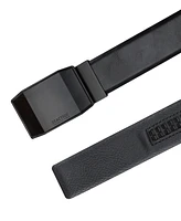 Kenneth Cole Reaction Men's Exact System Track Lock Matte Black Plaque Buckle Belt