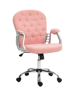 Vinsetto Button Tufted Home Office Chair with Adjustable Height Armrests