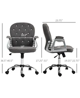 Homcom Vanity Office Chair Tufted Backrest Swivel Rolling Height Adjustable