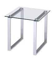 Kings Brand Furniture Bevan Chrome With Glass Top End Table