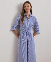 Lauren Ralph Women's Striped Tie-Front Broadcloth Shirtdress