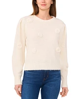 CeCe Women's 3D Floral Applique Sweater