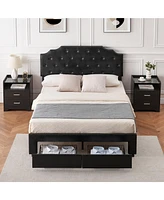 gaomon Queen Size Platform Bed Frame with 2 Storage Drawers