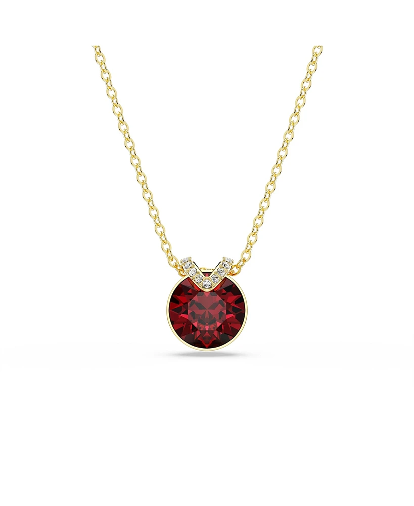 Swarovski Round Cut Rhodium Plated Bella V Pendant Necklace