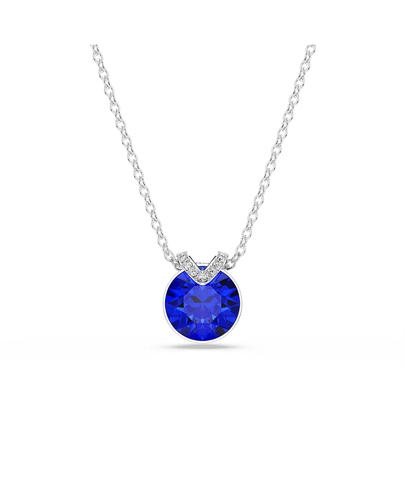 Swarovski Round Cut Rhodium Plated Bella V Pendant Necklace