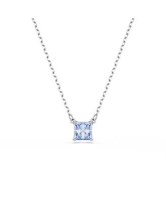 Swarovski Square Cut Rhodium Plated Matrix Pendant Necklace