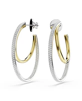 Swarovski Round Cut Mixed Metal Finish Hyperbola Hoop Earrings