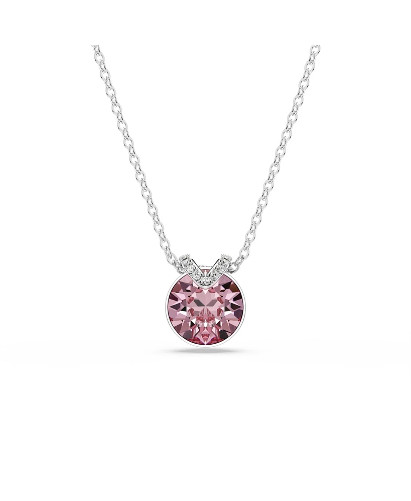 Swarovski Round Cut Rhodium Plated Bella V Pendant Necklace