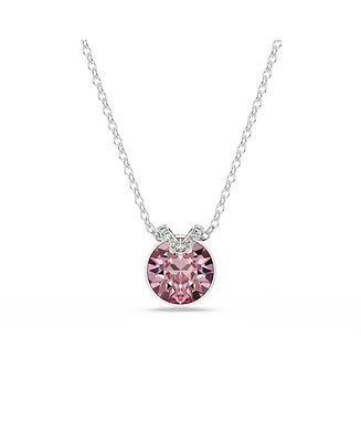 Swarovski Round Cut Rhodium Plated Bella V Pendant Necklace