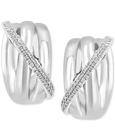 Effy Diamond Small Hoop Earrings (1/3 ct. t.w.) in Sterling Silver, 0.75"