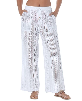 Raviya Women's Crochet Pull-On Cover-Up Pants