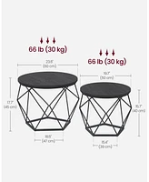 Slickblue Round Coffee Table with Steel Frame Set of 2