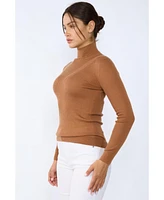 Jennie Liu Women's Tissue Weight Cashmere Silk Rib-knit Turtleneck Sweater