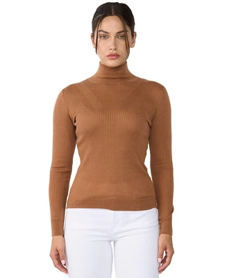 Jennie Liu Women's Tissue Weight Cashmere Silk Rib-knit Turtleneck Sweater