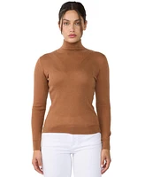 Jennie Liu Women's Tissue Weight Cashmere Silk Rib-knit Turtleneck Sweater