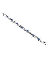 American West Jewelry Sterling Silver Lapis Gemstone Concha Link Bracelet