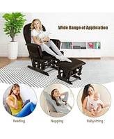 Gymax Baby Nursery Relax Rocker Rocking Chair Glider & Ottoman Set w/ Cushion